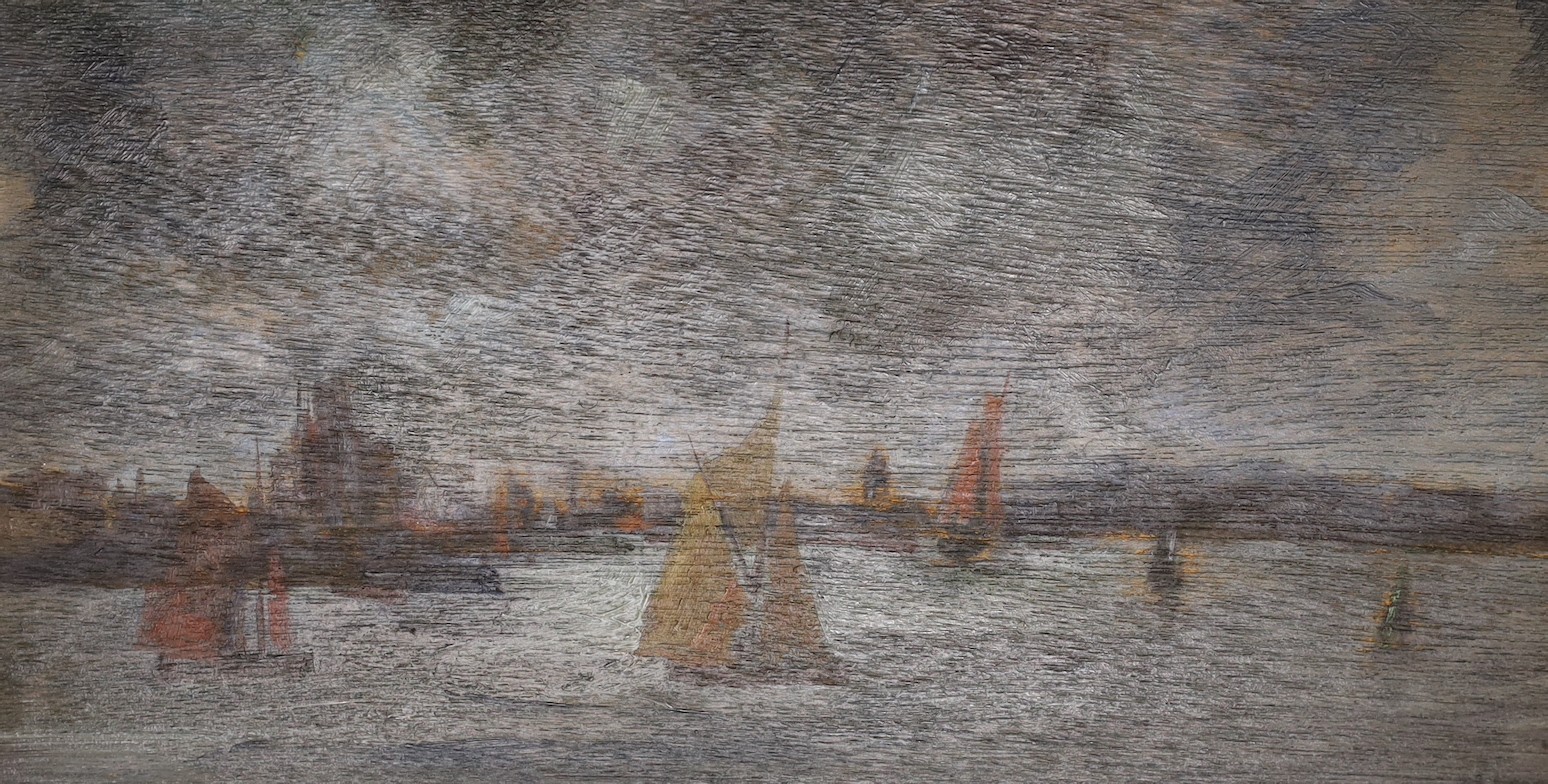 M.K. Galo, two oils on board, 'The Thames at Twilight' and a similar scene, one signed, 14 x 22cm and 12 x 22cm